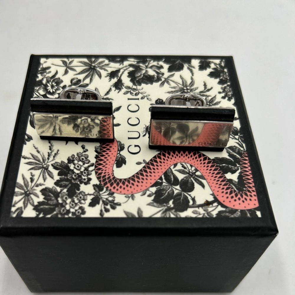 Gucci Silver and Black Cuff Links